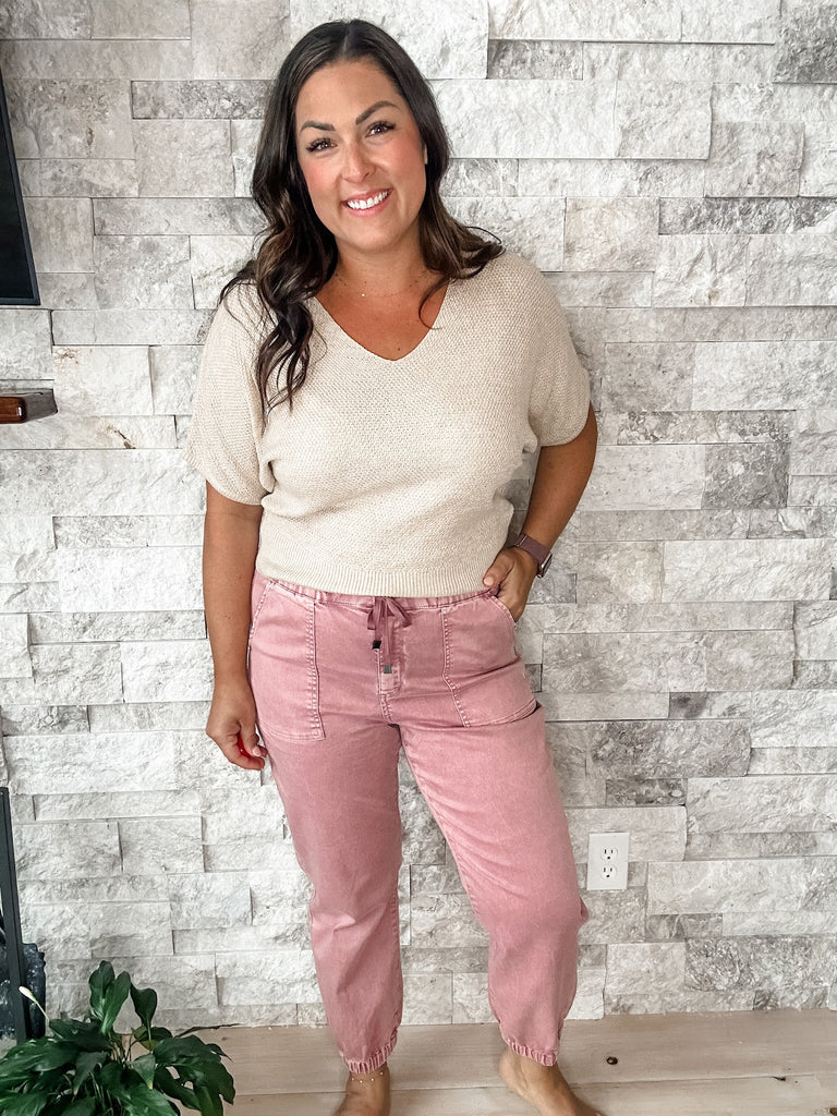 High Rise Jogger in Deep Pink (S-3XL) - PREORDER-500 History-Mica Denim-Hello Friends Boutique-Woman's Fashion Boutique Located in Traverse City, MI