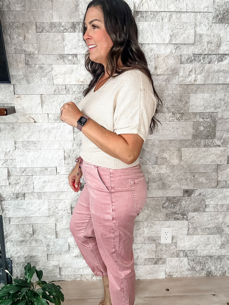 High Rise Jogger in Deep Pink (S-3XL) - PREORDER-500 History-Mica Denim-Hello Friends Boutique-Woman's Fashion Boutique Located in Traverse City, MI