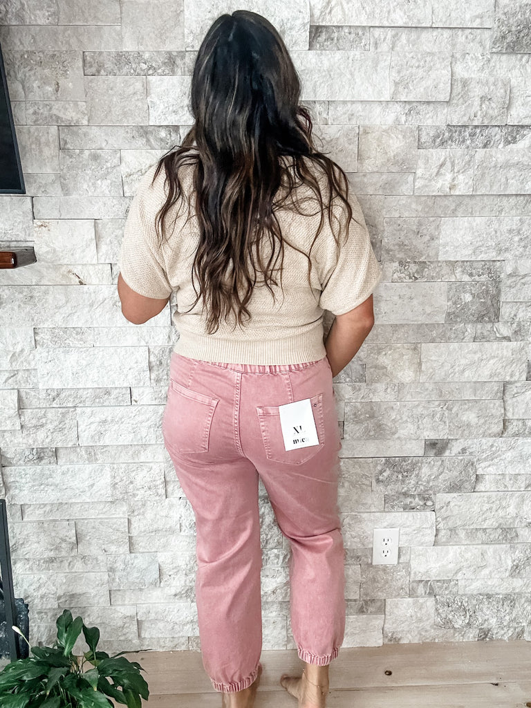 High Rise Jogger in Deep Pink (S-3XL) - PREORDER-500 History-Mica Denim-Hello Friends Boutique-Woman's Fashion Boutique Located in Traverse City, MI