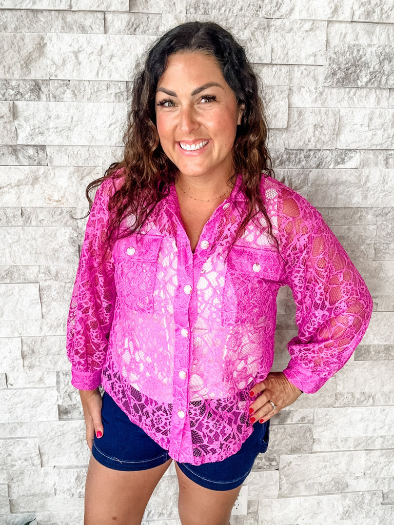 Bayside Breeze Blouse in Magenta (S-3XL)-110 Long Sleeve-Andree By Unit-Hello Friends Boutique-Woman's Fashion Boutique Located in Traverse City, MI