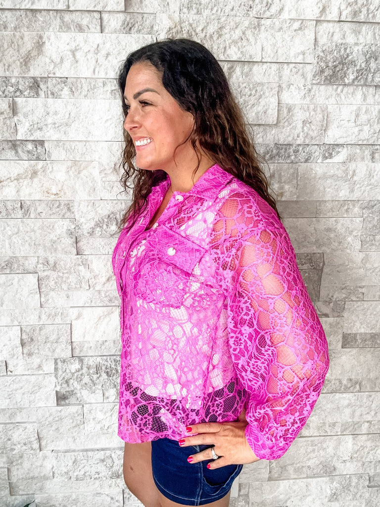 Bayside Breeze Blouse in Magenta (S-3XL)-110 Long Sleeve-Andree By Unit-Hello Friends Boutique-Woman's Fashion Boutique Located in Traverse City, MI