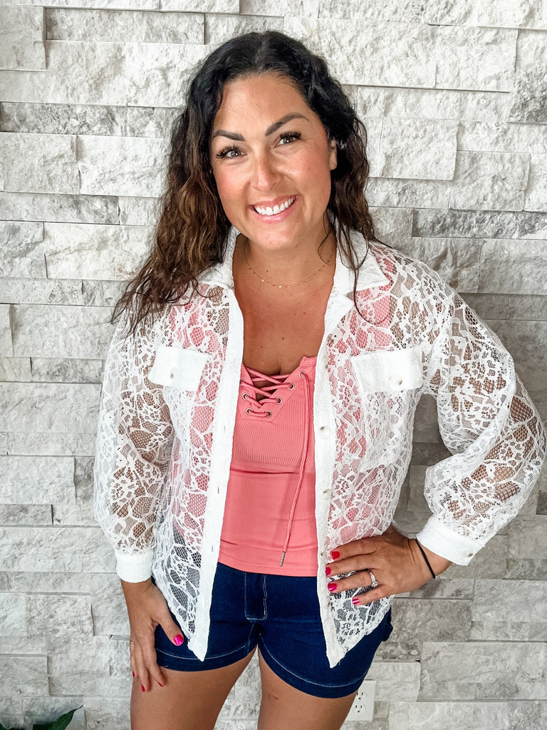 Bayside Breeze Blouse in White (S-3XL)-110 Long Sleeve-Andree By Unit-Hello Friends Boutique-Woman's Fashion Boutique Located in Traverse City, MI