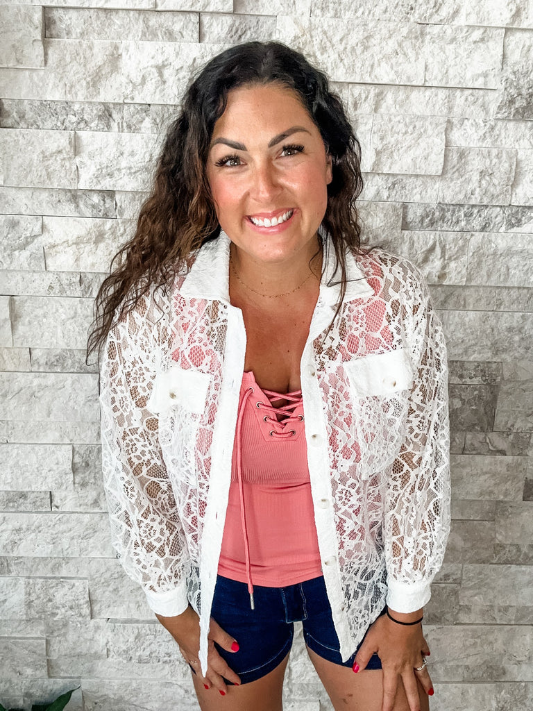 Bayside Breeze Blouse in White (S-3XL)-110 Long Sleeve-Andree By Unit-Hello Friends Boutique-Woman's Fashion Boutique Located in Traverse City, MI