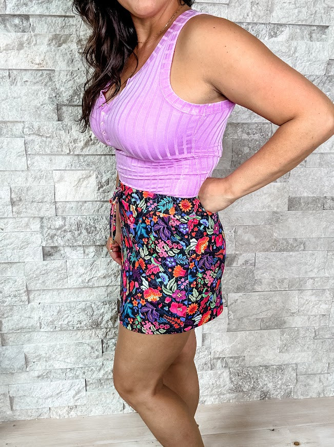Fiesta Time Floral Skort (S-3XL)-220 Shorts/Skirts/Skorts-Jess Lea Wholesale-Hello Friends Boutique-Woman's Fashion Boutique Located in Traverse City, MI