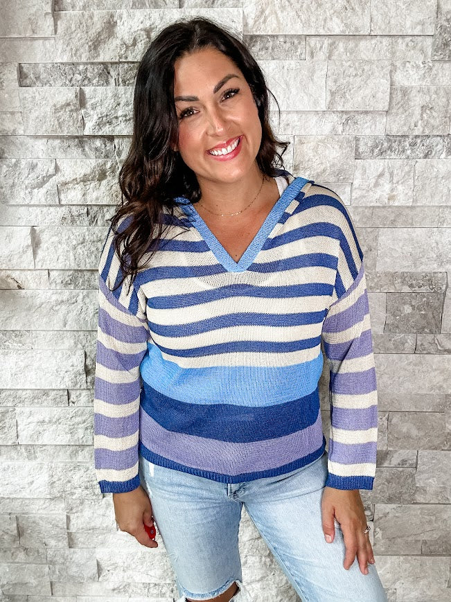 Friday Night Vibes Top in Denim/Lavender (S-XL)-110 Long Sleeves-BIBI-Hello Friends Boutique-Woman's Fashion Boutique Located in Traverse City, MI