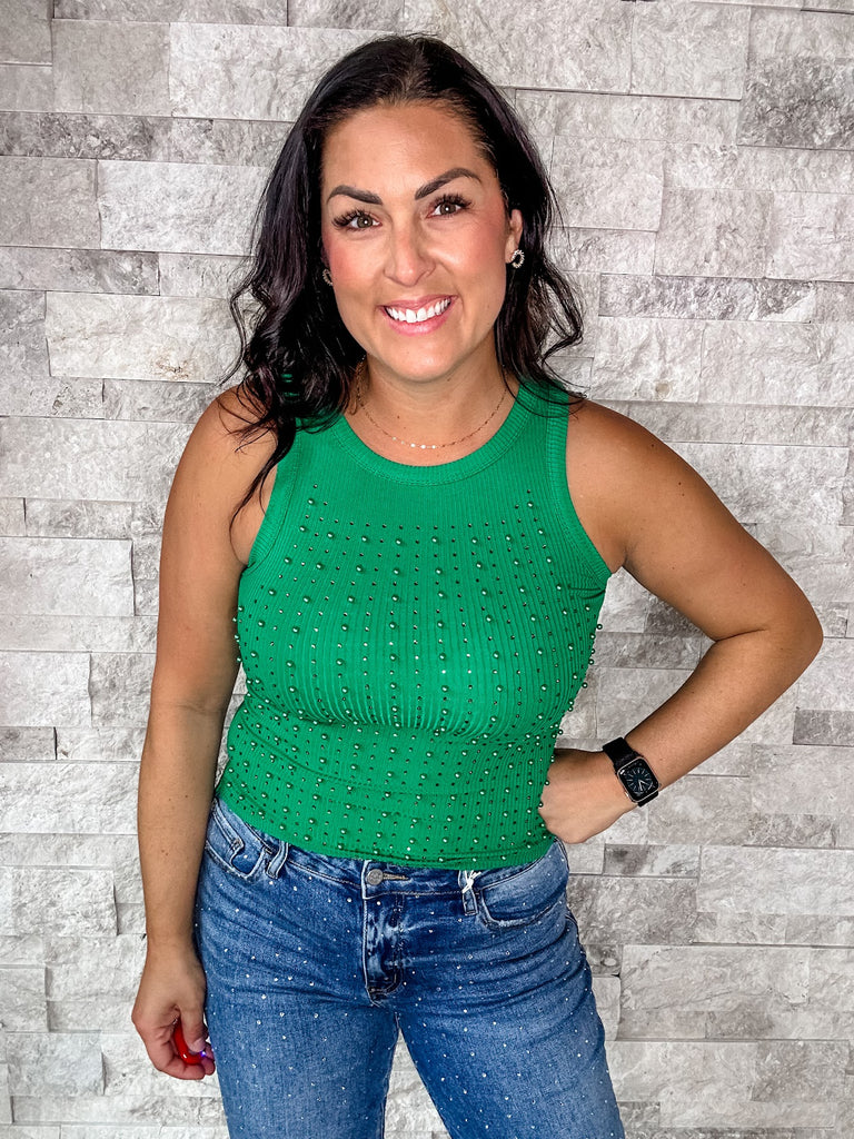 In My Dreams Top in Green (S-3XL)-120 Sleeveless-White Birch-Hello Friends Boutique-Woman's Fashion Boutique Located in Traverse City, MI