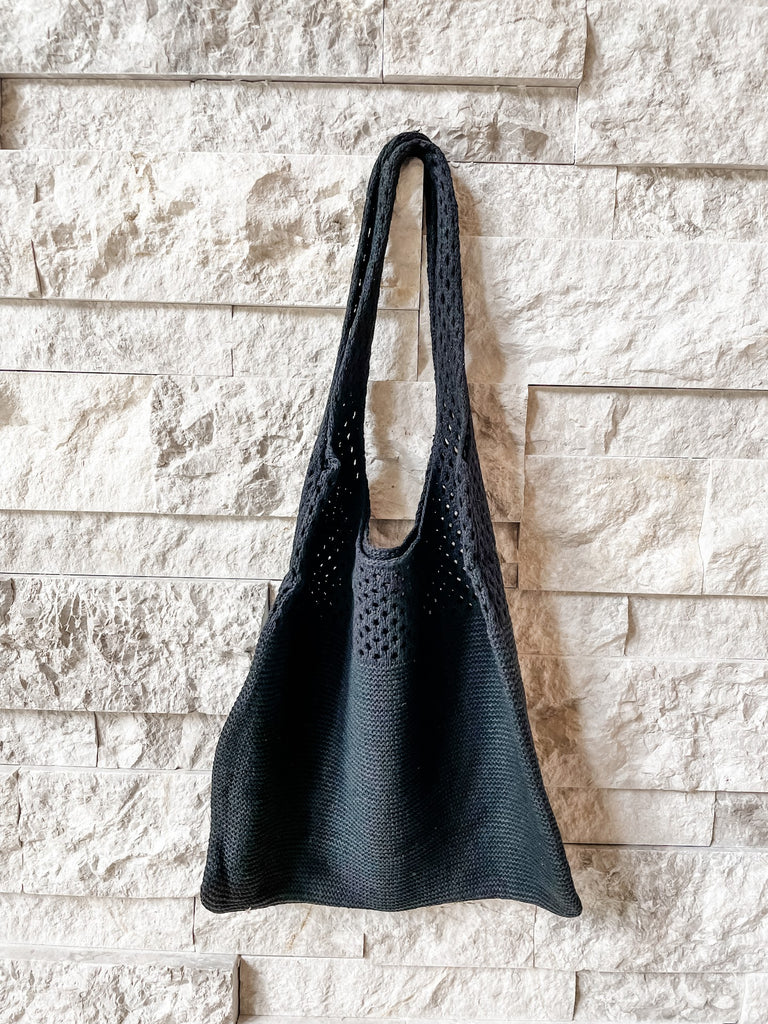 Crochet Mesh Tote Bag in Black-260 Bags-ZENANA-Hello Friends Boutique-Woman's Fashion Boutique Located in Traverse City, MI