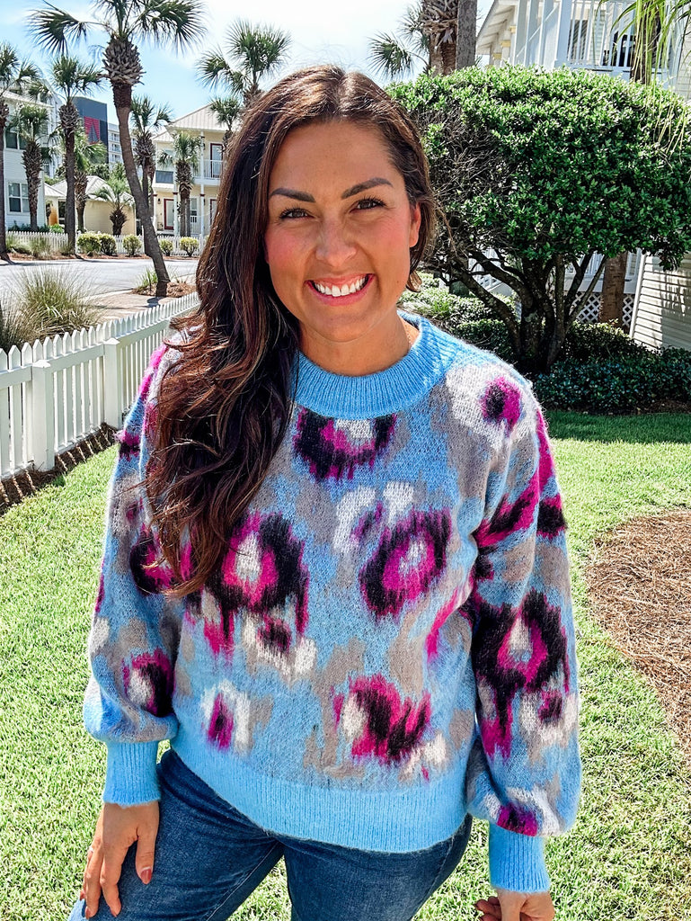 Dreamscape Leopard Sweater (S-L)-140 Sweaters-Listicle-Hello Friends Boutique-Woman's Fashion Boutique Located in Traverse City, MI