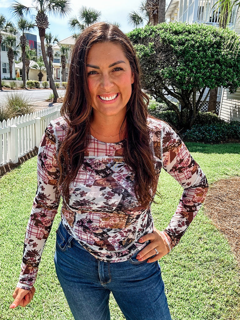 Floral Harmony Top (S-XL)-110 Long Sleeve-Listicle-Hello Friends Boutique-Woman's Fashion Boutique Located in Traverse City, MI