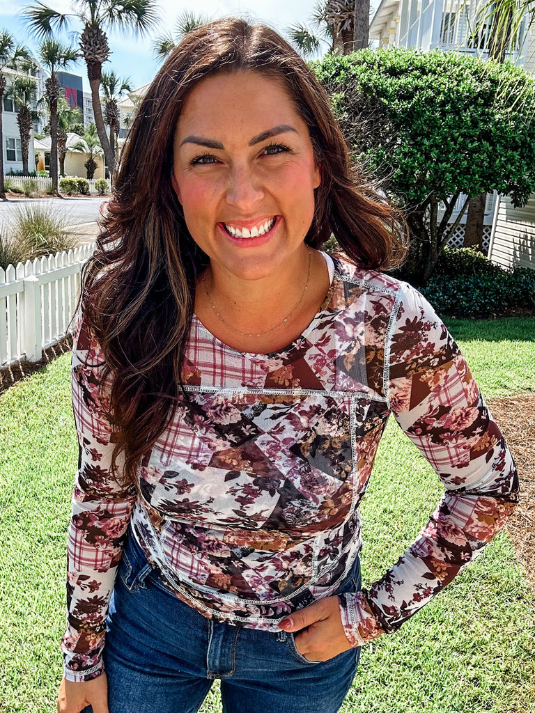 Floral Harmony Top (S-XL)-110 Long Sleeve-Listicle-Hello Friends Boutique-Woman's Fashion Boutique Located in Traverse City, MI