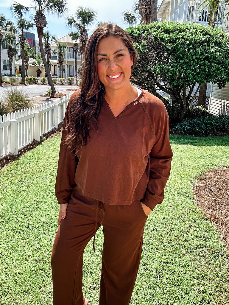 Misty Morning V-Neck Set (S-L)-230 Other Bottoms-Listicle-Hello Friends Boutique-Woman's Fashion Boutique Located in Traverse City, MI