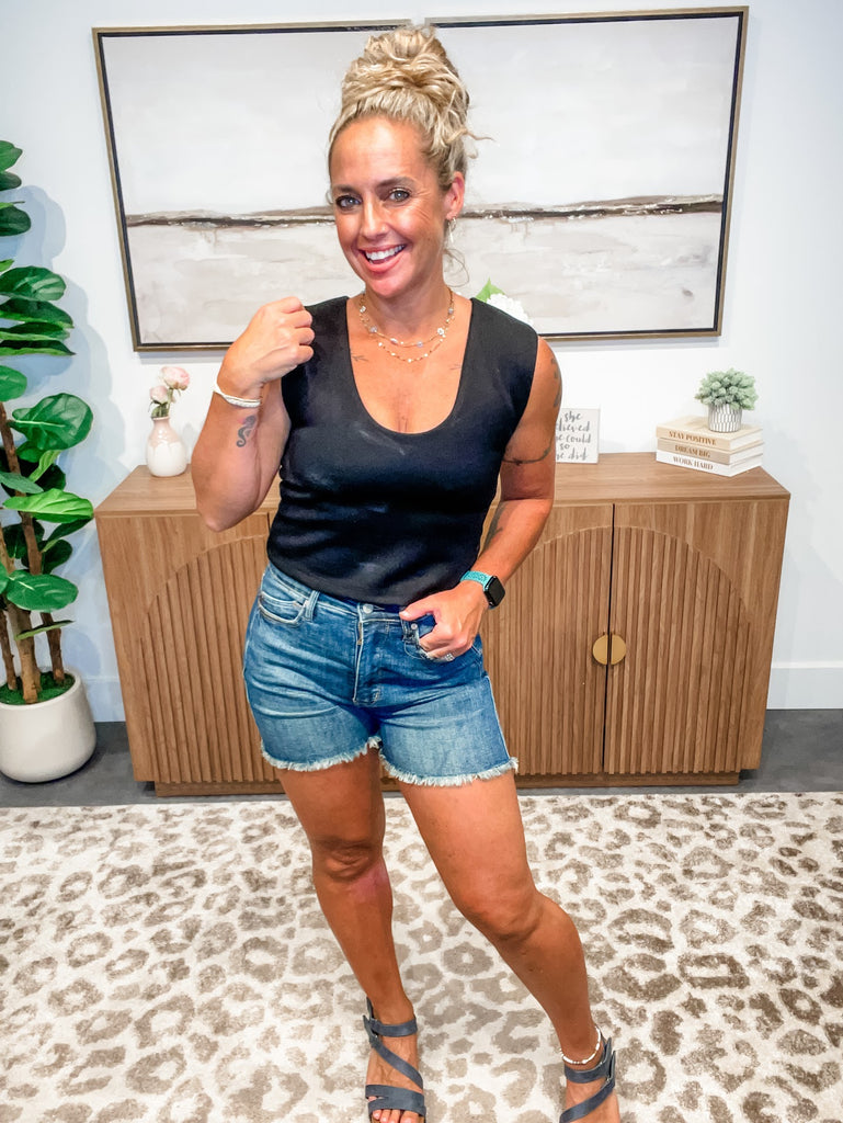 What's New Shorts (S-3XL)-200 Denim-Judy Blue-Hello Friends Boutique-Woman's Fashion Boutique Located in Traverse City, MI