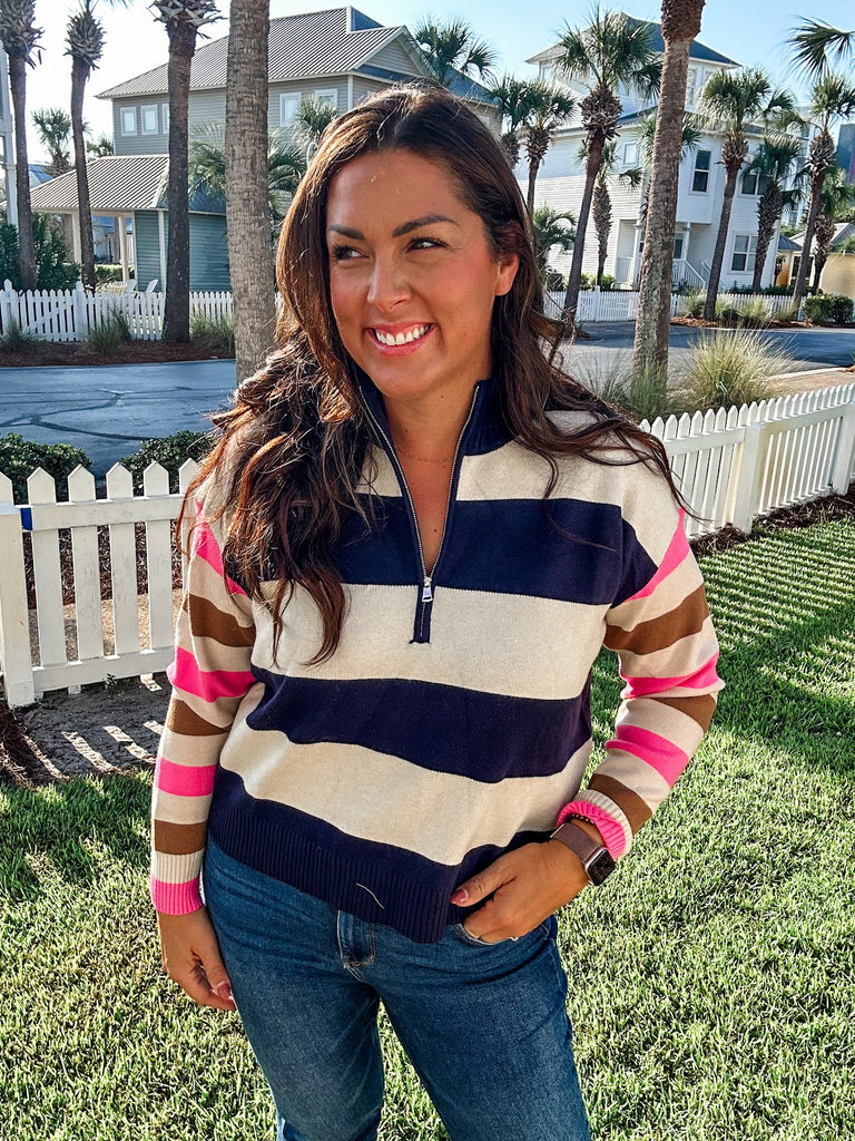 Weekend Drift Half-Zip Top (S-3XL)-110 Long Sleeve-Sew In Love-Hello Friends Boutique-Woman's Fashion Boutique Located in Traverse City, MI