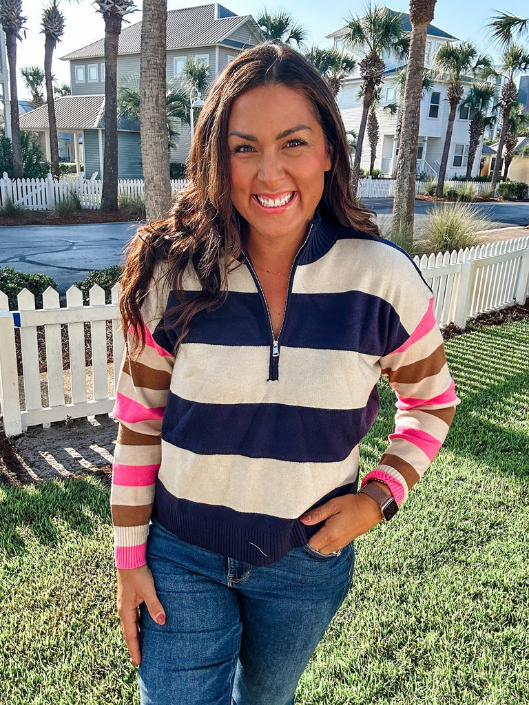 Weekend Drift Half-Zip Top (S-3XL)-110 Long Sleeve-Sew In Love-Hello Friends Boutique-Woman's Fashion Boutique Located in Traverse City, MI
