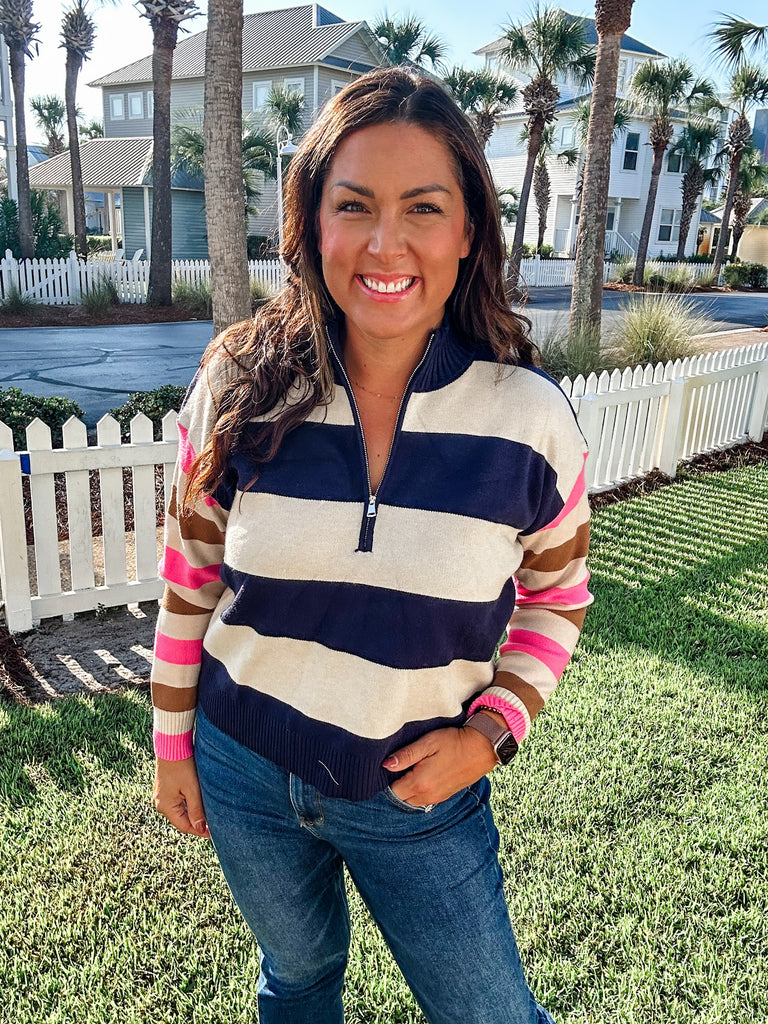 Weekend Drift Half-Zip Top (S-3XL)-110 Long Sleeve-Sew In Love-Hello Friends Boutique-Woman's Fashion Boutique Located in Traverse City, MI