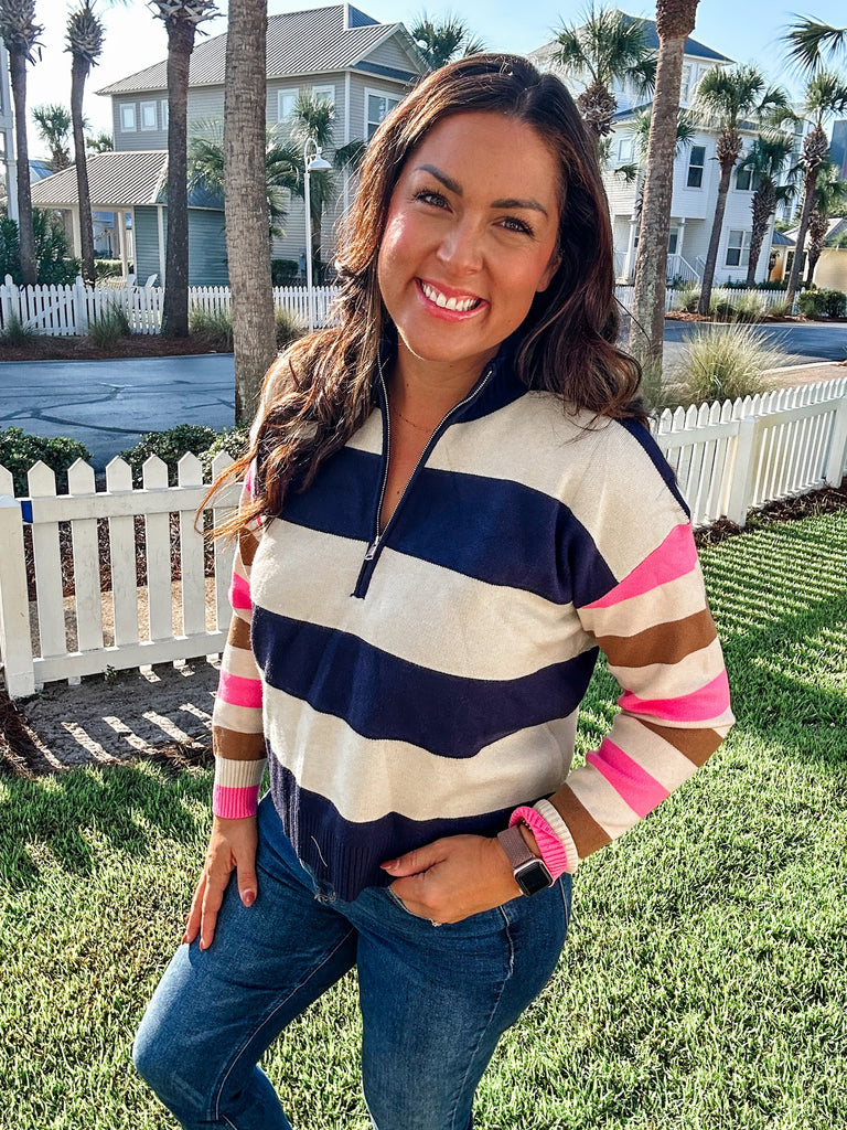 Weekend Drift Half-Zip Top (S-3XL)-110 Long Sleeve-Sew In Love-Hello Friends Boutique-Woman's Fashion Boutique Located in Traverse City, MI
