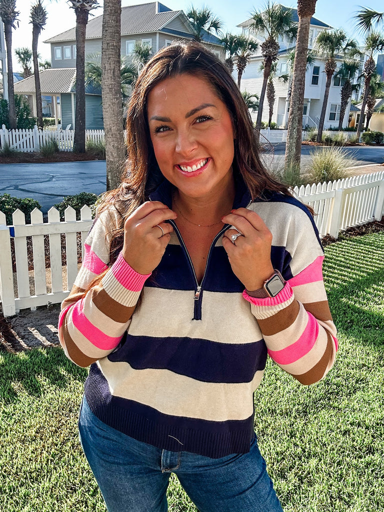 Weekend Drift Half-Zip Top (S-3XL)-110 Long Sleeve-Sew In Love-Hello Friends Boutique-Woman's Fashion Boutique Located in Traverse City, MI