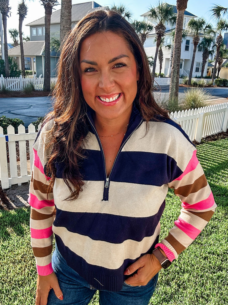 Weekend Drift Half-Zip Top (S-3XL)-110 Long Sleeve-Sew In Love-Hello Friends Boutique-Woman's Fashion Boutique Located in Traverse City, MI