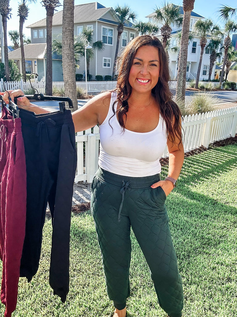Luxe Lounge Quilted Joggers (S-L)-210 Leggings/Joggers-Rae Mode-Hello Friends Boutique-Woman's Fashion Boutique Located in Traverse City, MI