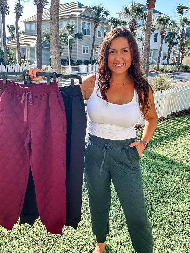 Luxe Lounge Quilted Joggers (S-L)-210 Leggings/Joggers-Rae Mode-Hello Friends Boutique-Woman's Fashion Boutique Located in Traverse City, MI