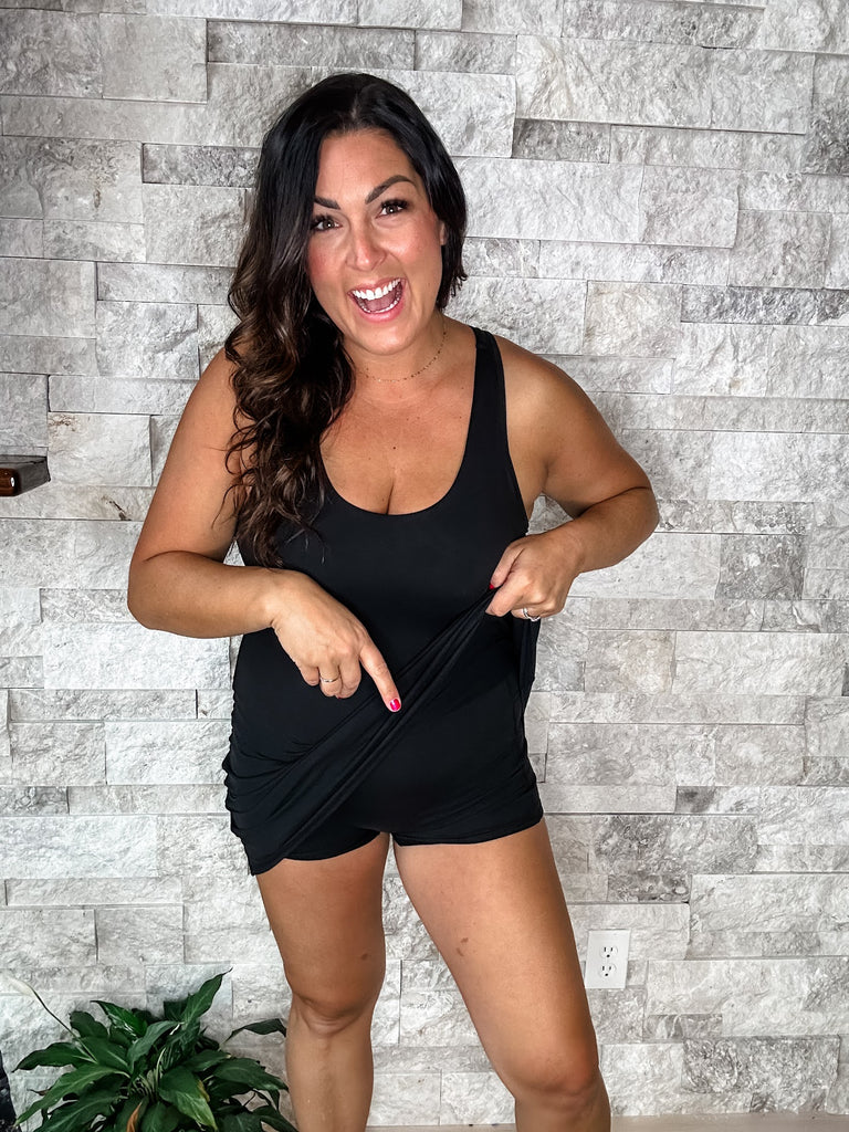One Of The Girls Romper in Black (S-3XL)-190 Rompers/Jumpsuits-Rae Mode-Hello Friends Boutique-Woman's Fashion Boutique Located in Traverse City, MI