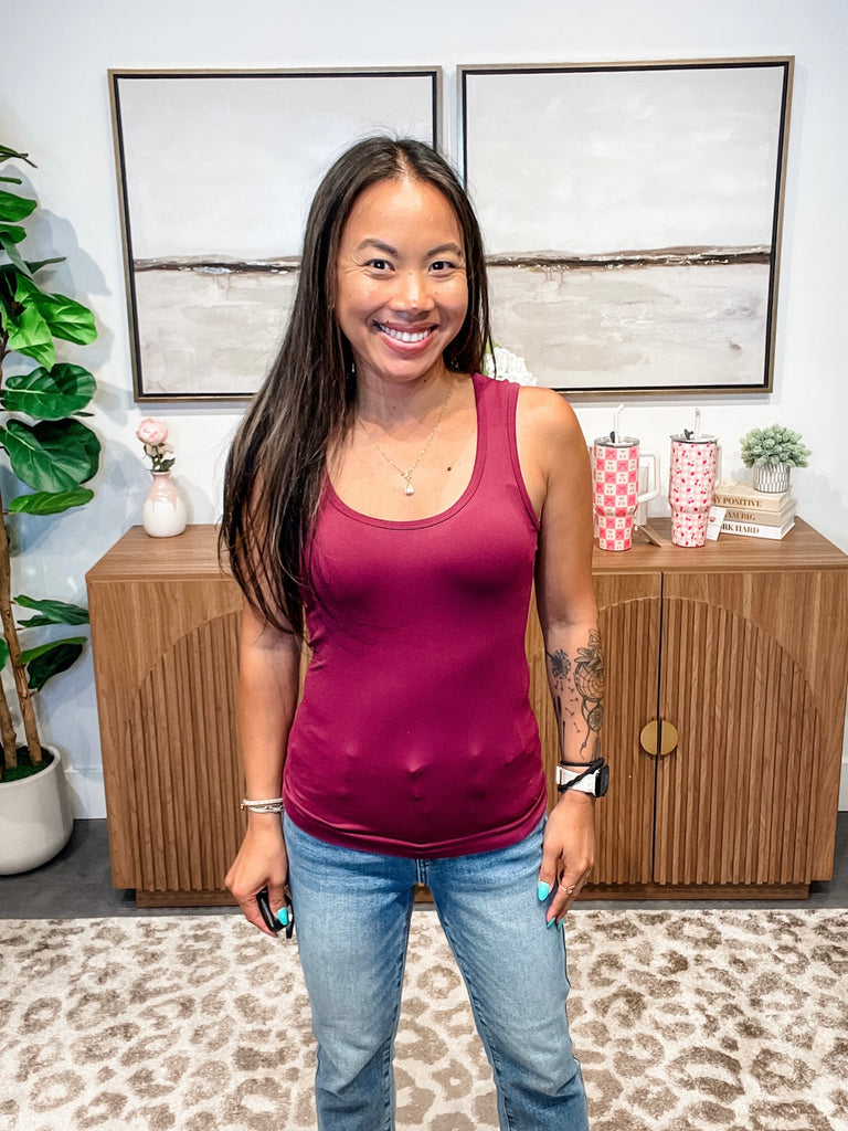Errands To Run Tank in Plum (OS-Plus)-120 Sleeveless-Yelete-Hello Friends Boutique-Woman's Fashion Boutique Located in Traverse City, MI