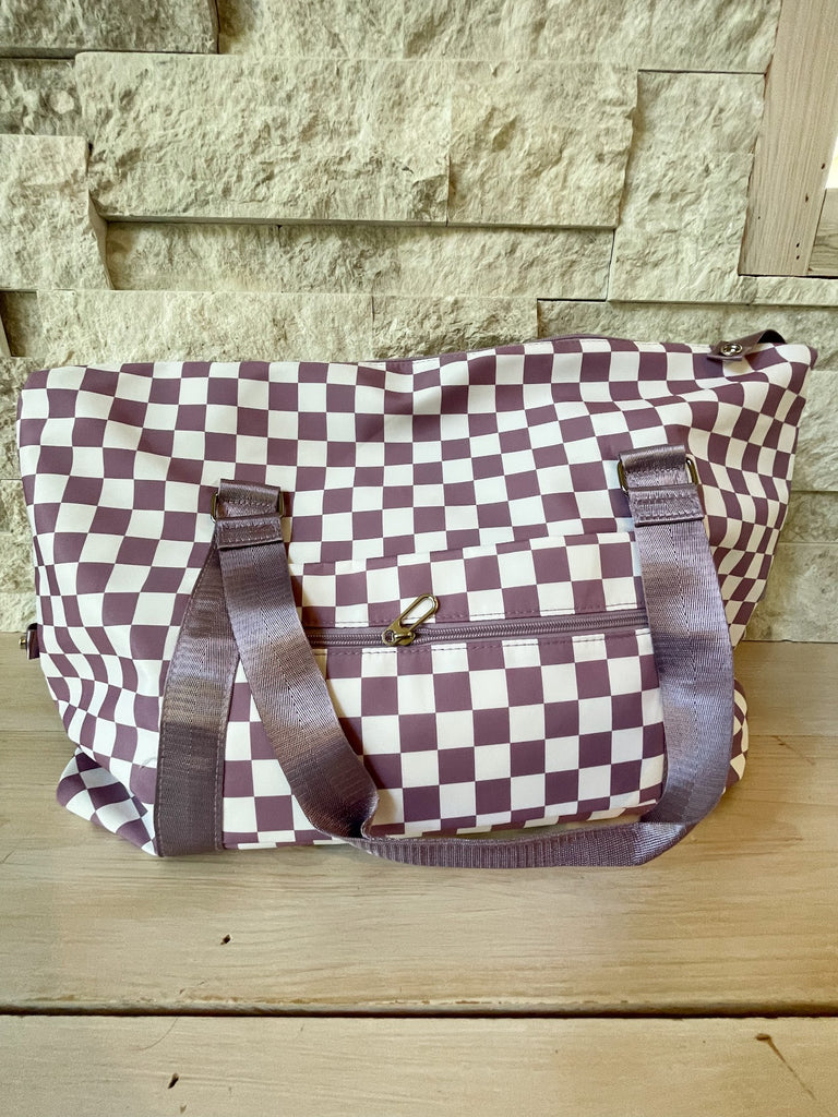 Checkered Travel Duffle Bag-260 Bags-ZENANA-Hello Friends Boutique-Woman's Fashion Boutique Located in Traverse City, MI