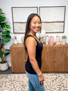 Errands To Run Tank in Black (OS-Plus)-120 Sleeveless-Yelete-Hello Friends Boutique-Woman's Fashion Boutique Located in Traverse City, MI