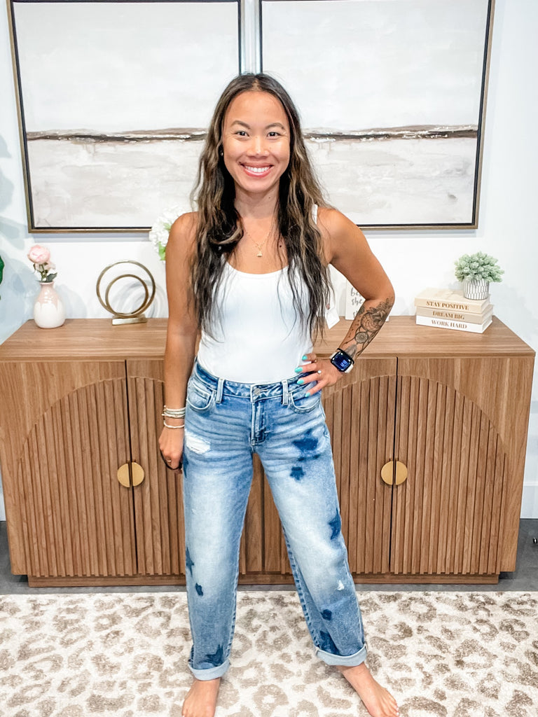 Starry Shadows Boyfriend Jeans (0-15, 1X-3X)-200 Denim-RISEN-Hello Friends Boutique-Woman's Fashion Boutique Located in Traverse City, MI