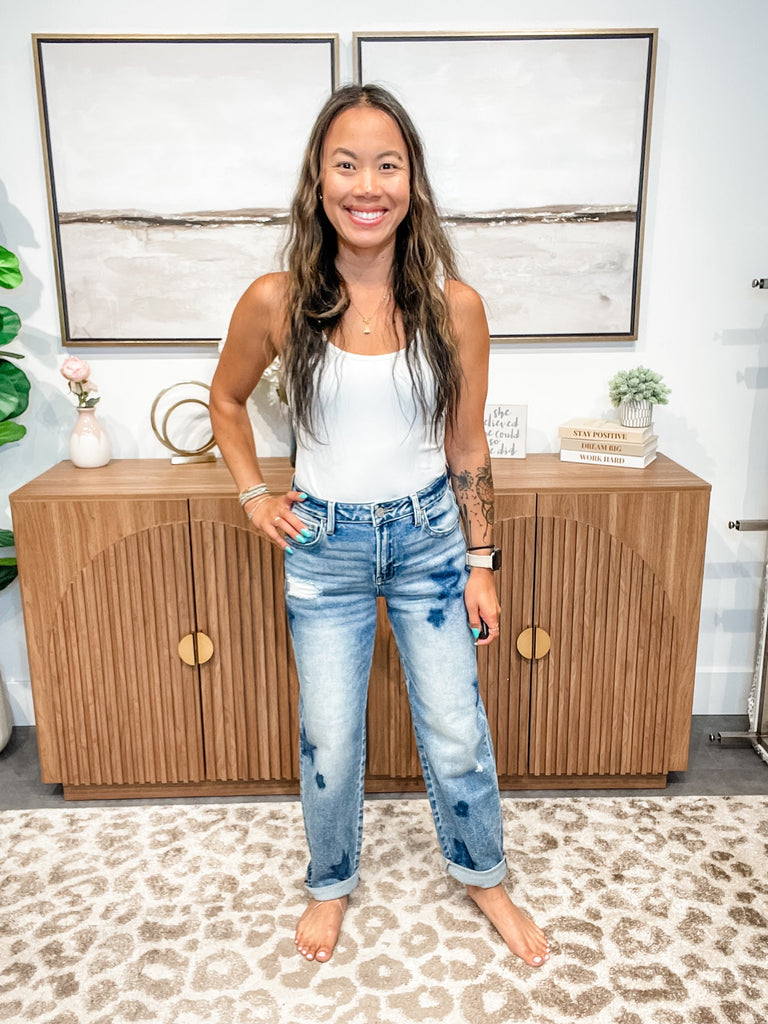Starry Shadows Boyfriend Jeans (0-15, 1X-3X)-200 Denim-RISEN-Hello Friends Boutique-Woman's Fashion Boutique Located in Traverse City, MI