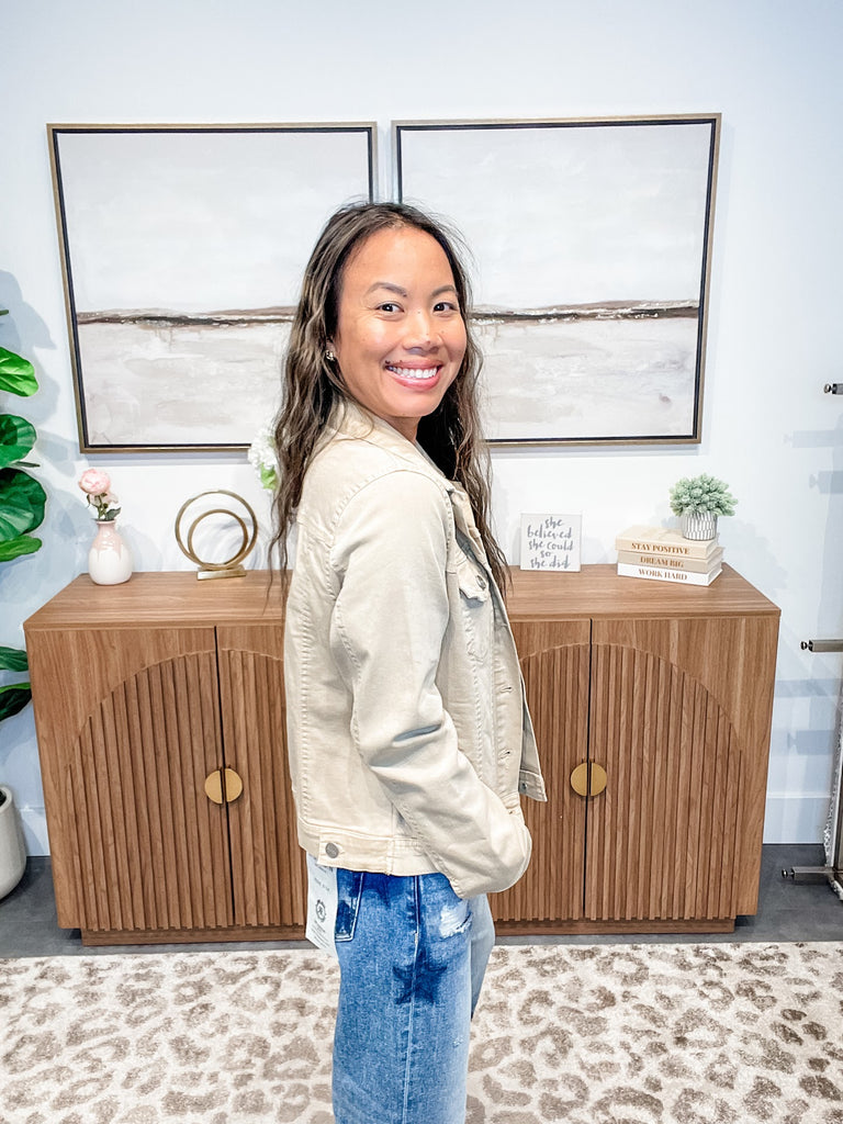 Good Karma Jacket in Latte (S-3XL)-170 Jackets-RISEN-Hello Friends Boutique-Woman's Fashion Boutique Located in Traverse City, MI