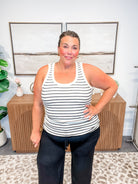 Coastal Lines Tank (S-3XL)-120 Sleeveless-White Birch-Hello Friends Boutique-Woman's Fashion Boutique Located in Traverse City, MI