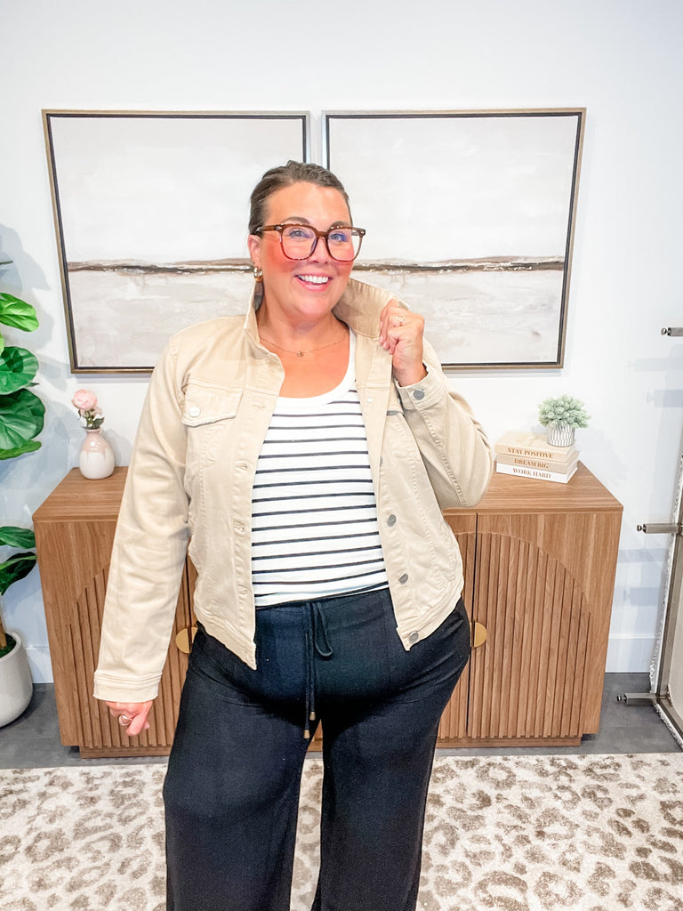 Good Karma Jacket in Latte (S-3XL)-170 Jackets-RISEN-Hello Friends Boutique-Woman's Fashion Boutique Located in Traverse City, MI