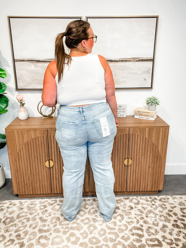 As Beautiful As You High Rise Straight Denim (0-15, 1X-3X)-200 Denim-RISEN-Hello Friends Boutique-Woman's Fashion Boutique Located in Traverse City, MI