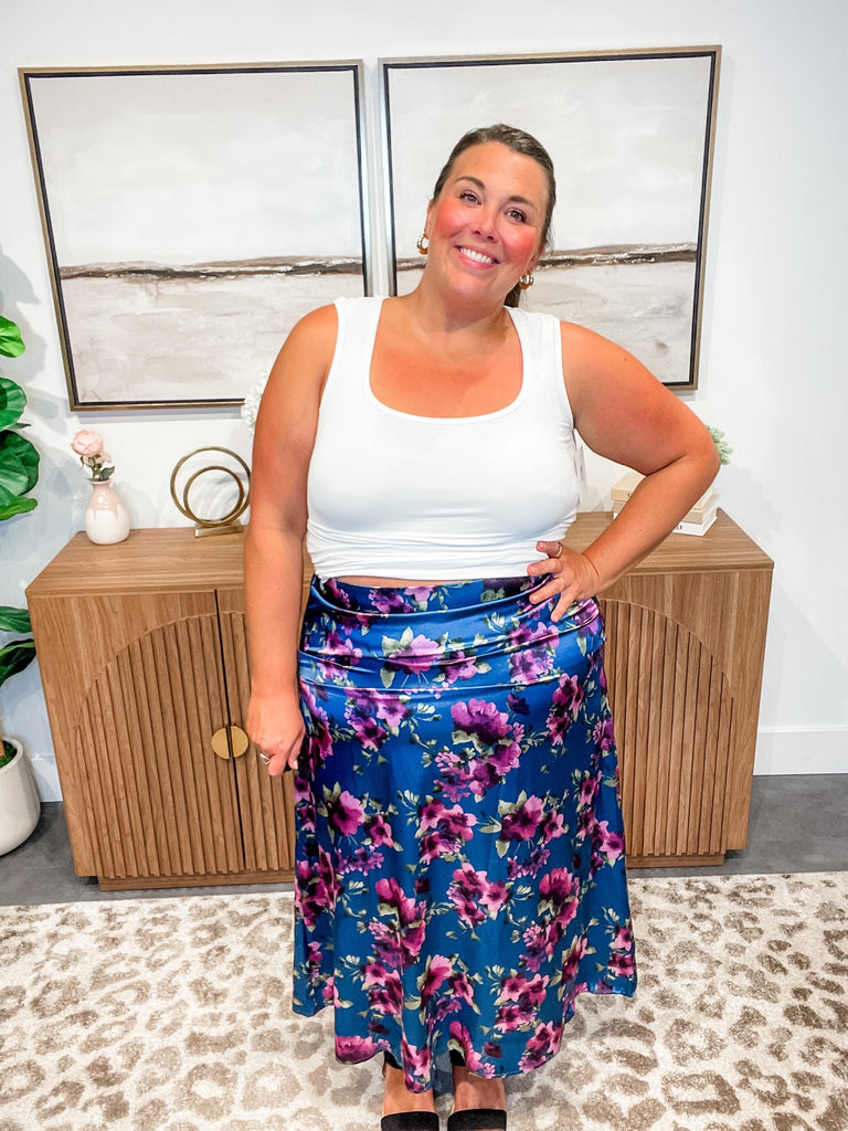 Petal Poetry Satin Midi Skirt (S-3XL)-230 Other Bottoms-Sew In Love-Hello Friends Boutique-Woman's Fashion Boutique Located in Traverse City, MI