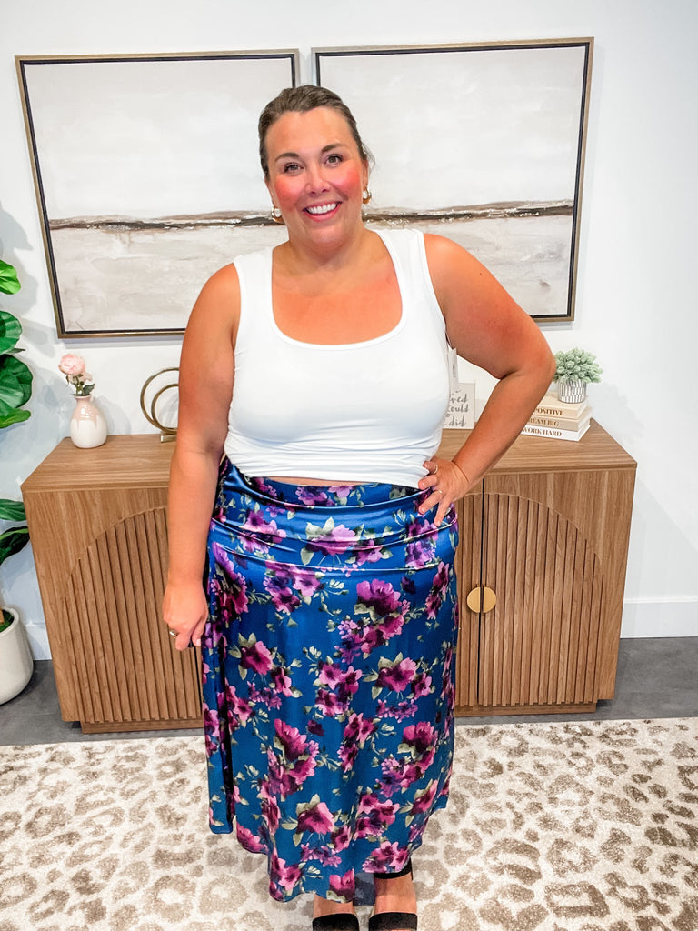 Petal Poetry Satin Midi Skirt (S-3XL)-230 Other Bottoms-Sew In Love-Hello Friends Boutique-Woman's Fashion Boutique Located in Traverse City, MI