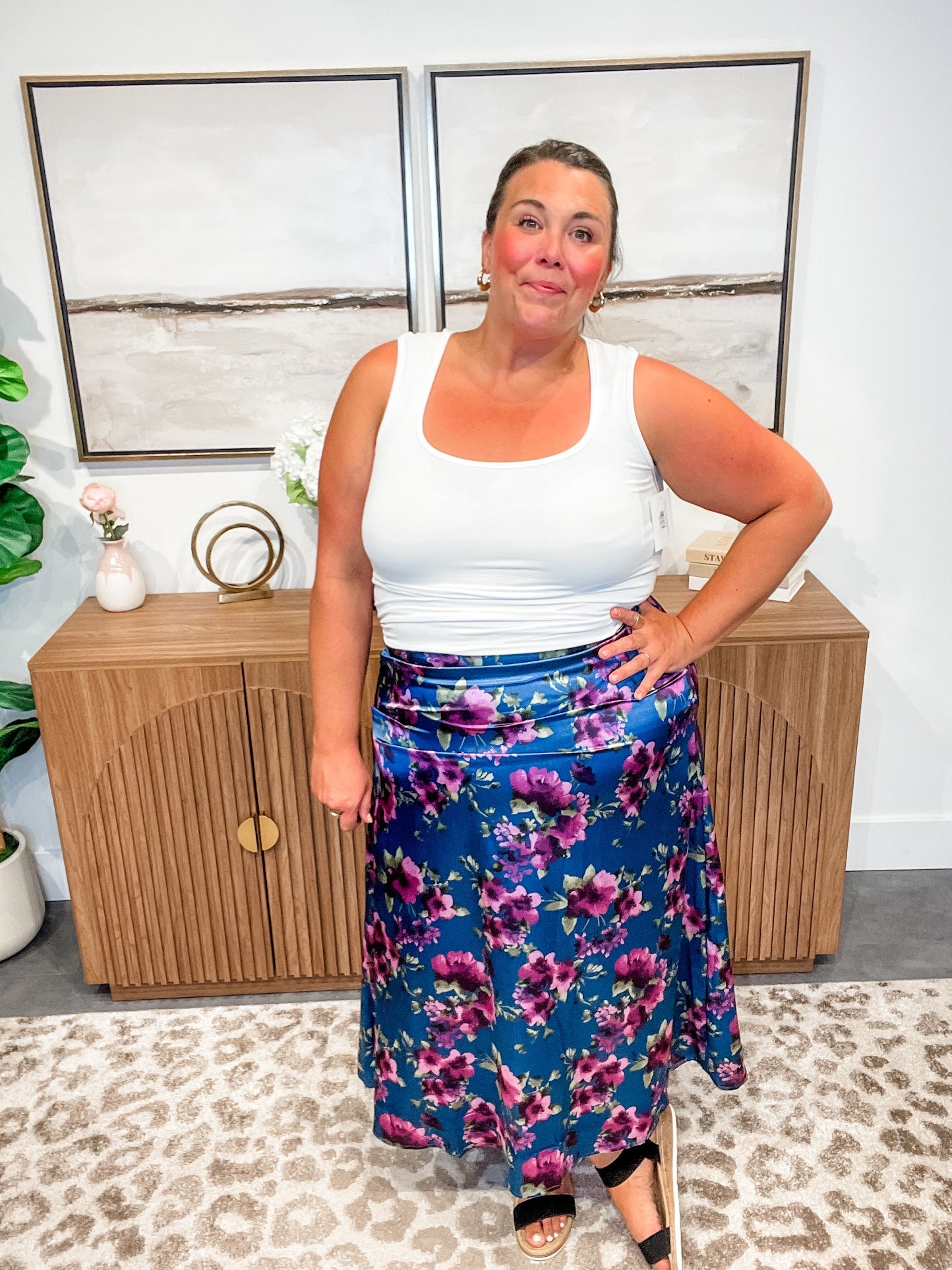 Petal Poetry Satin Midi Skirt (S-3XL)-230 Other Bottoms-Sew In Love-Hello Friends Boutique-Woman's Fashion Boutique Located in Traverse City, MI