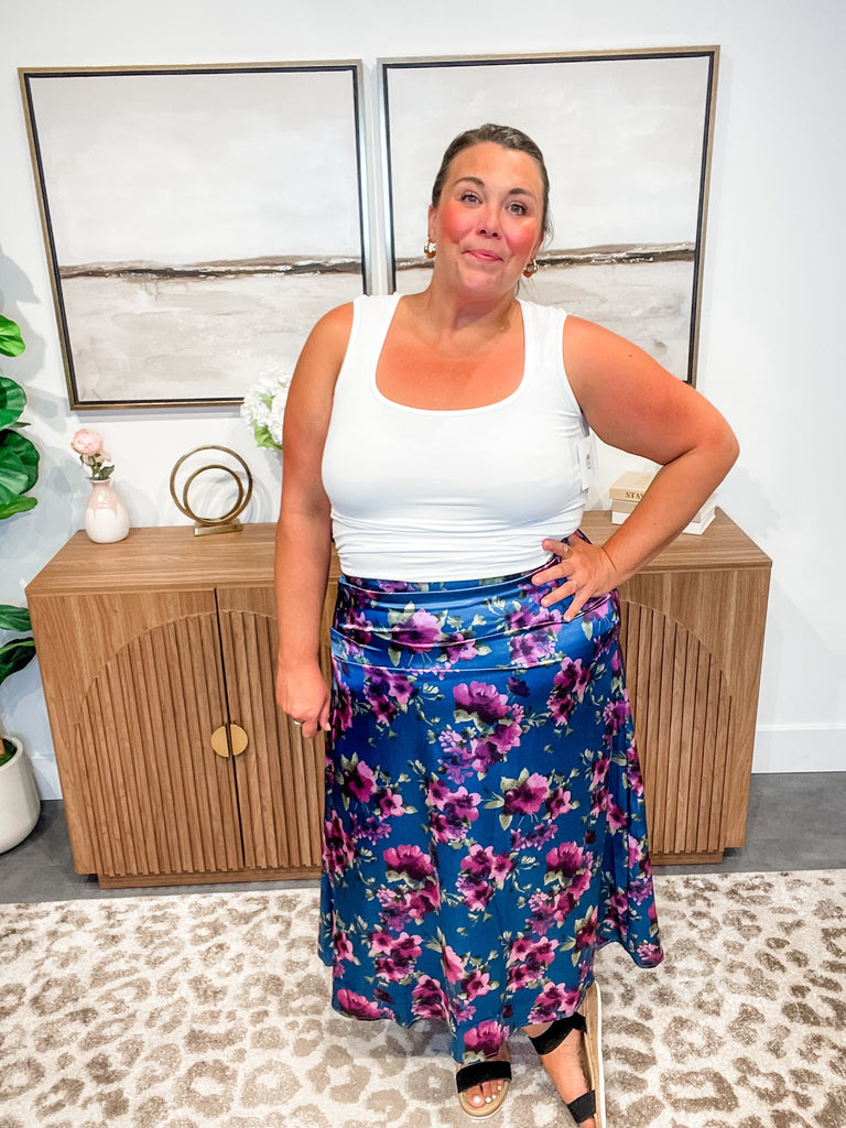 Petal Poetry Satin Midi Skirt (S-3XL)-230 Other Bottoms-Sew In Love-Hello Friends Boutique-Woman's Fashion Boutique Located in Traverse City, MI
