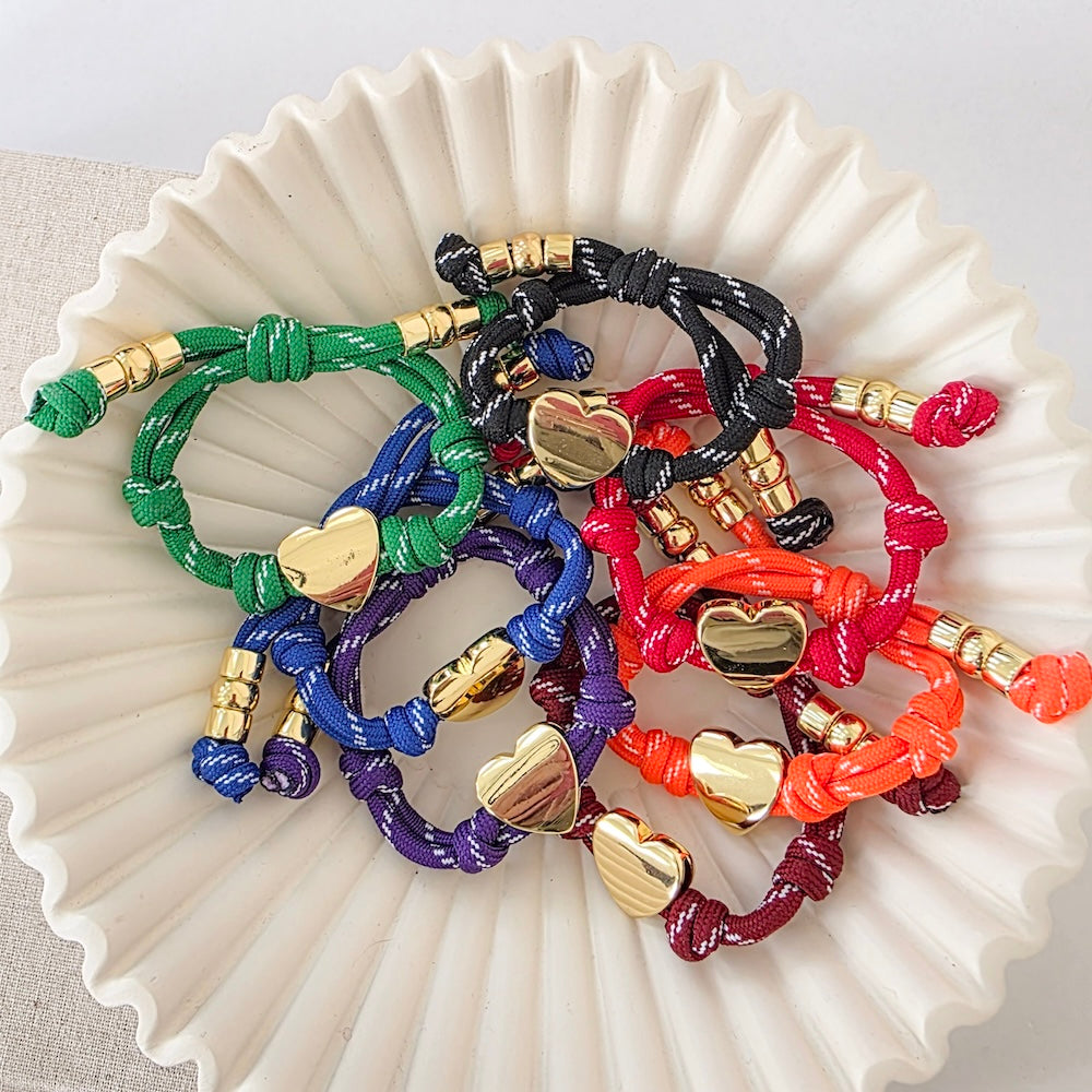 Knotty Cord Heart Bracelet - WATERPROOF-Bracelet-Pretty Simple
