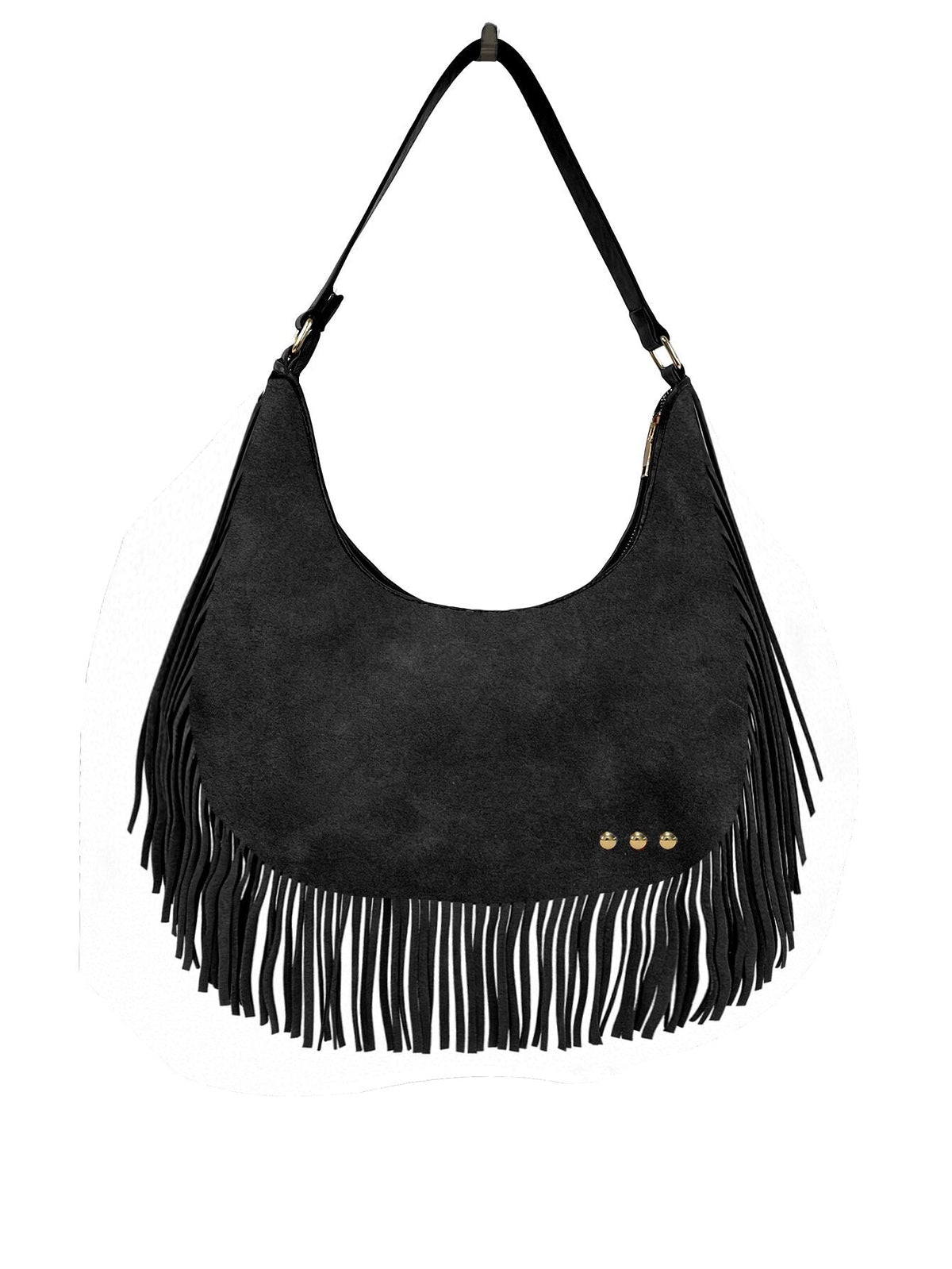 Loretta Suede Fringe Slouchy Bag-Shoulder Bag-Pretty Simple