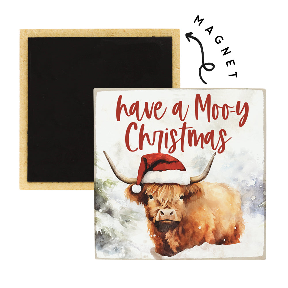 Moo-y Christmas - Square Magnet-500 History-Sincere Surroundings-Hello Friends Boutique-Woman's Fashion Boutique Located in Traverse City, MI