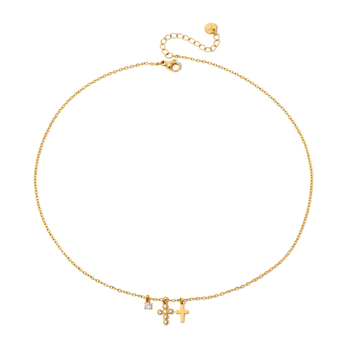 Petite Double Cross Necklace - WATERPROOF-Necklace-Pretty Simple