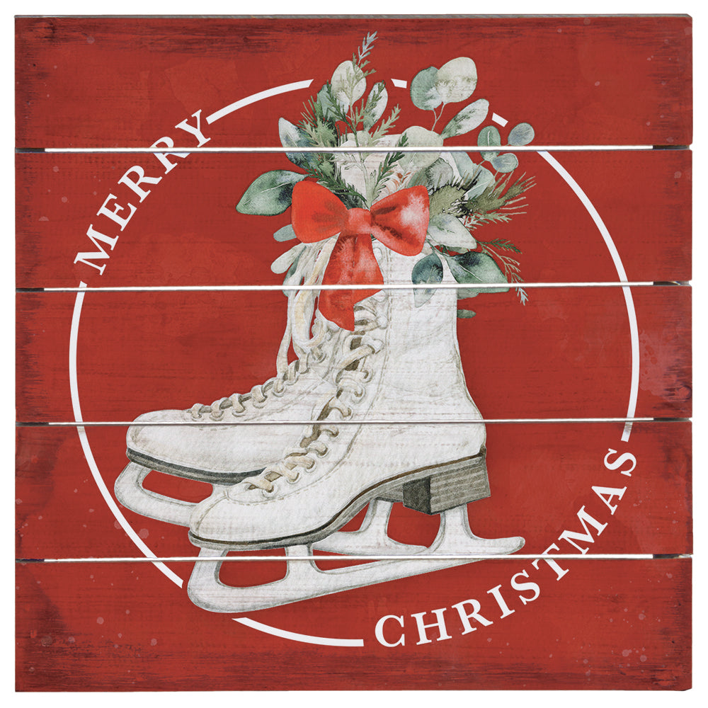 Merry Christams Skates 8 x 8 Petite Pallet-500 History-Sincere Surroundings-Hello Friends Boutique-Woman's Fashion Boutique Located in Traverse City, MI