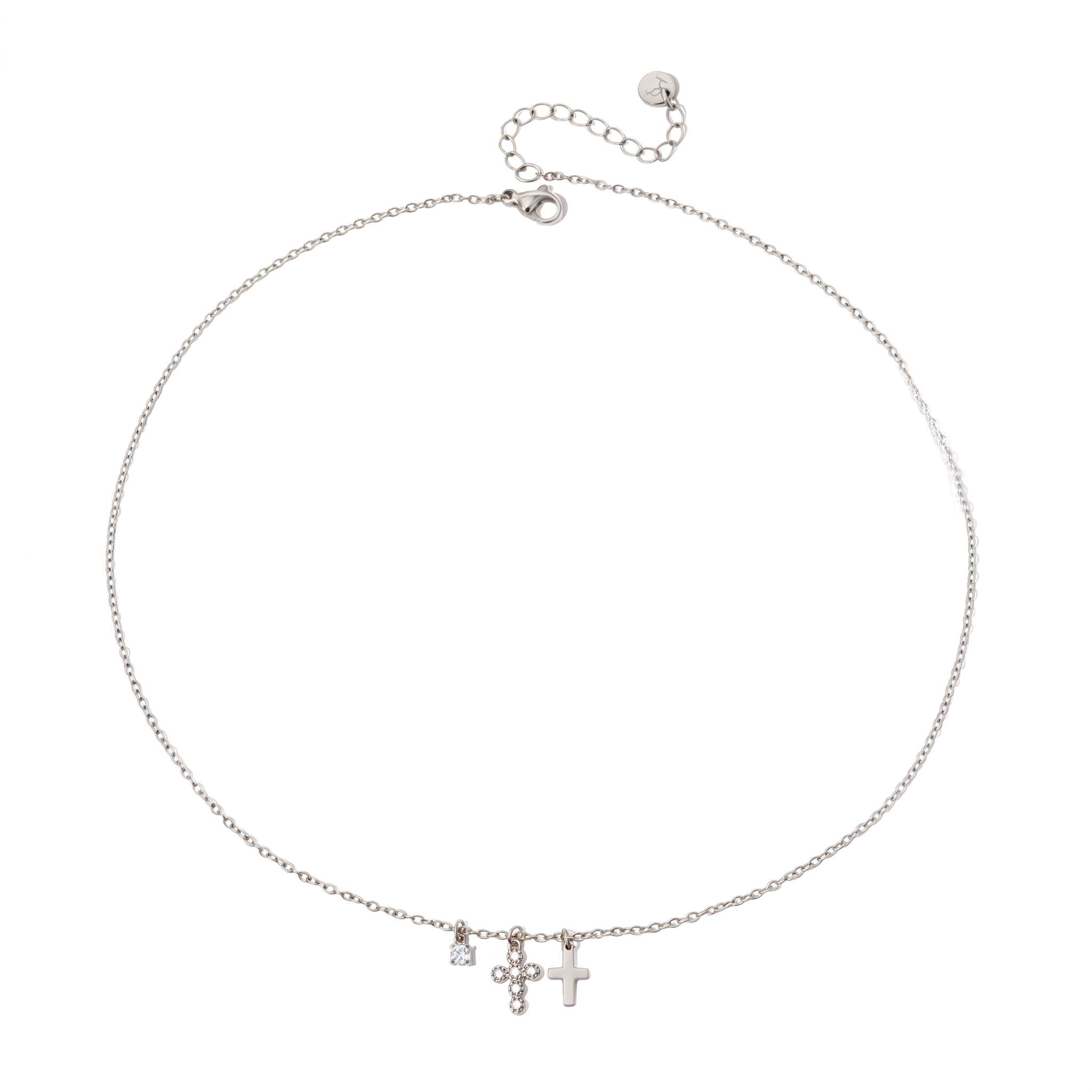 Petite Double Cross Necklace - WATERPROOF-Necklace-Pretty Simple