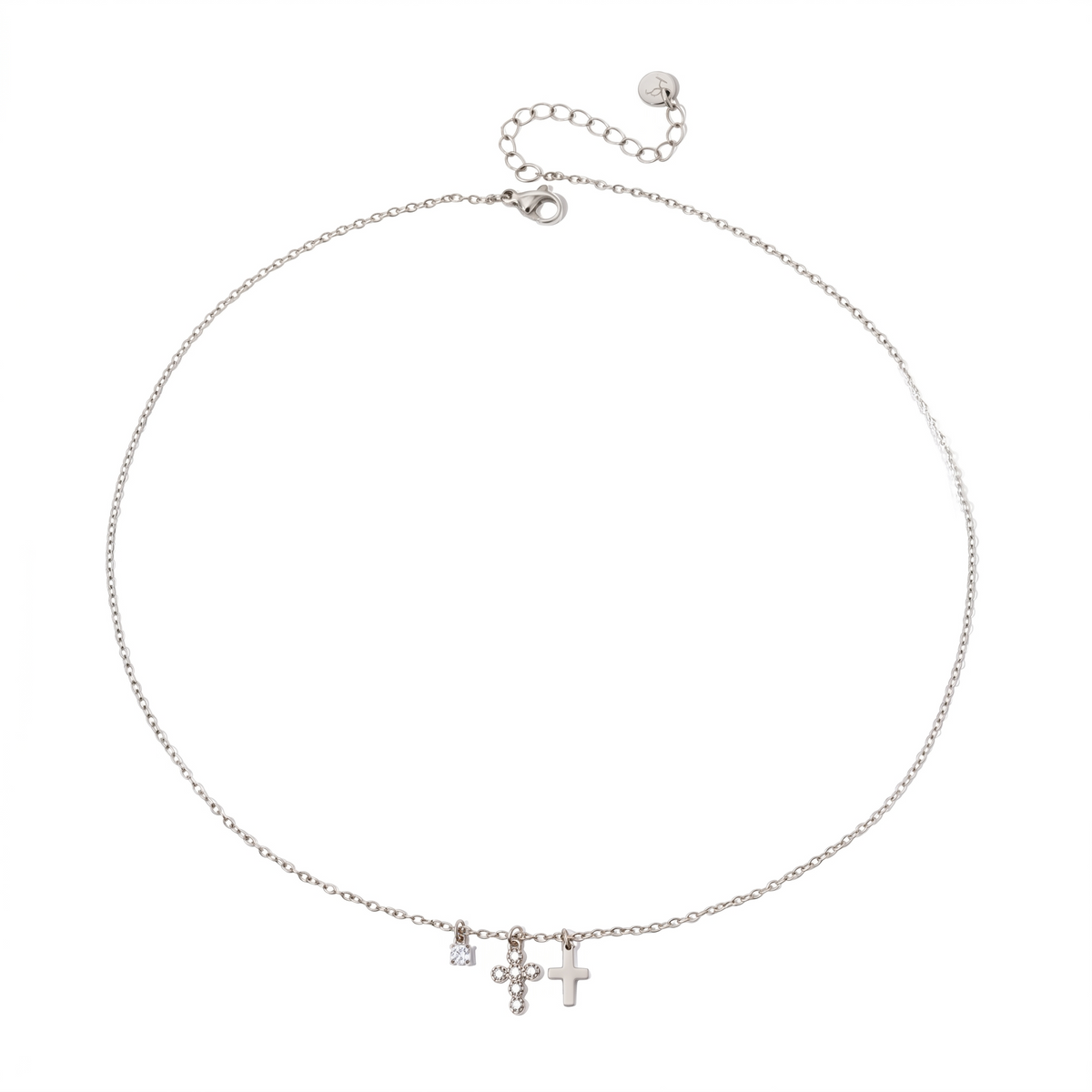 Petite Double Cross Necklace - WATERPROOF-Necklace-Pretty Simple
