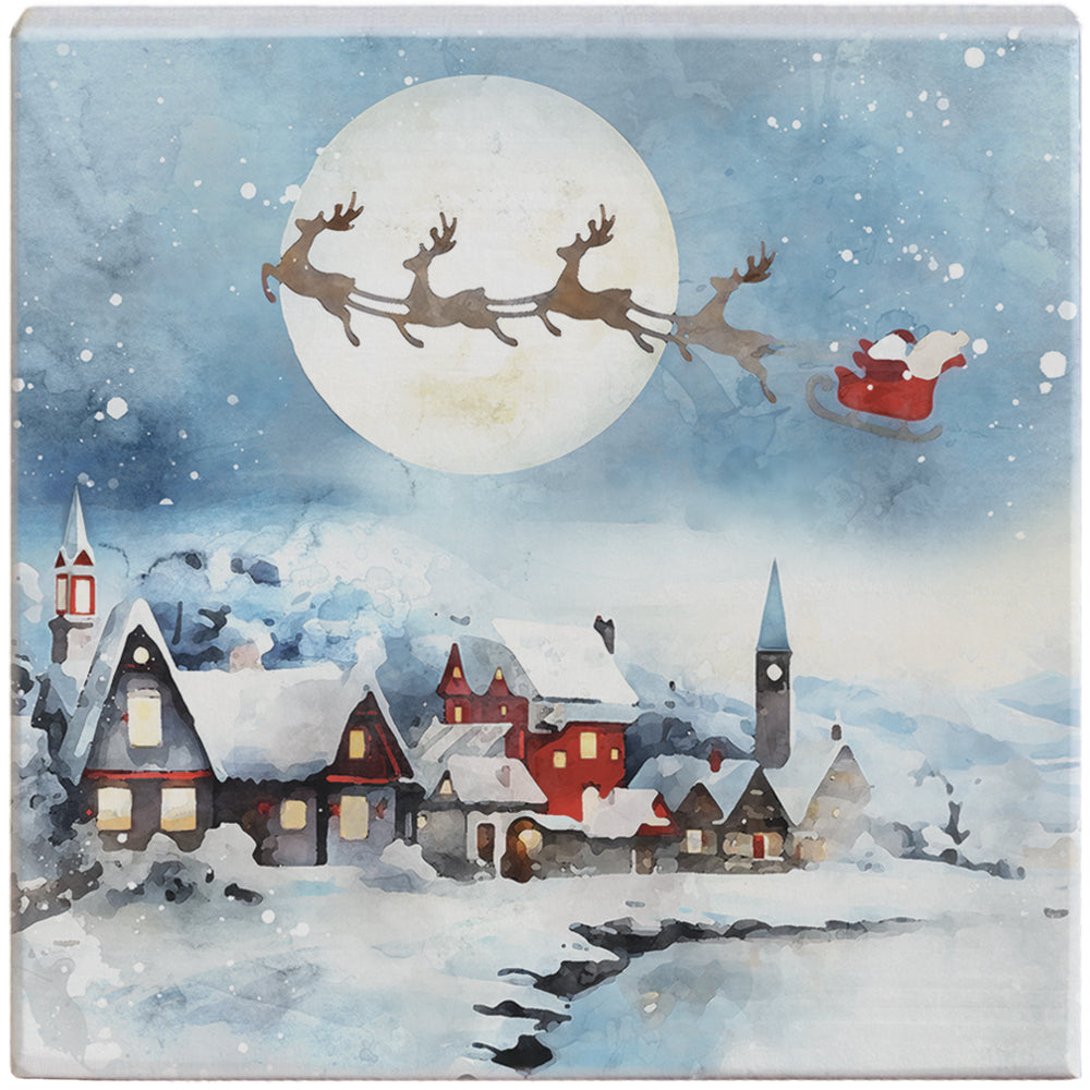 Santa Sleigh Flying Small Talk Square-500 History-Sincere Surroundings-Hello Friends Boutique-Woman's Fashion Boutique Located in Traverse City, MI