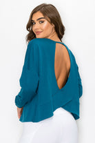 Cutout French Terry Long Sleeve Top