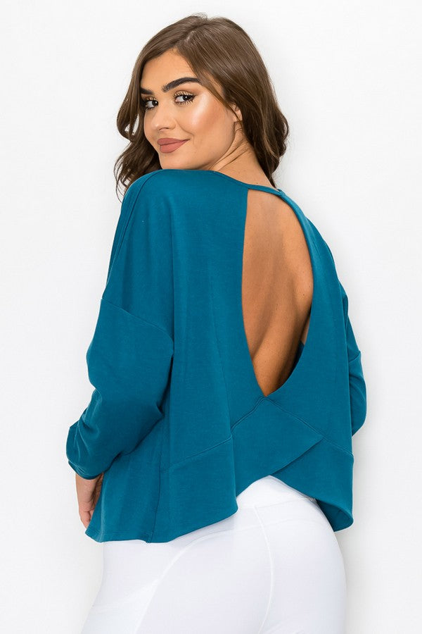 Cutout French Terry Long Sleeve Top