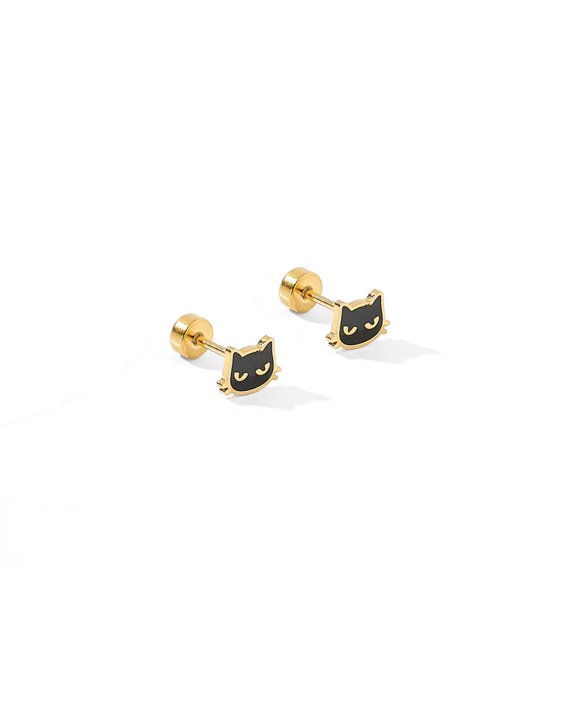 Screwback Stud Earrings - Black Cat-230 Jewelry-Linny Co-Hello Friends Boutique-Woman's Fashion Boutique Located in Traverse City, MI