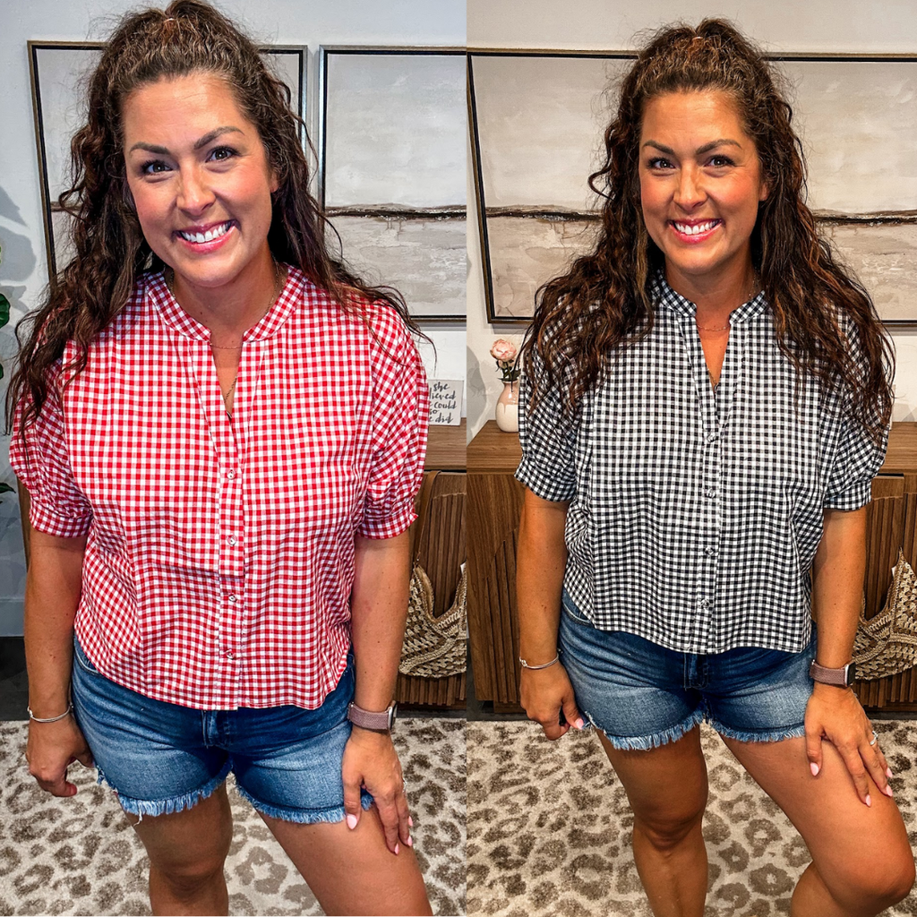 The Picnic Breeze Button-Up Blouse (S-L)-100 Short Sleeve-Allie & Rose-Hello Friends Boutique-Woman's Fashion Boutique Located in Traverse City, MI